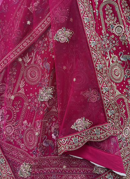 Rani Pink Silk Embroidery Work Wedding Wear Lehenga Choli SW920994