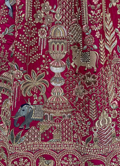 Rani Pink Silk Embroidery Work Wedding Wear Lehenga Choli SW237896