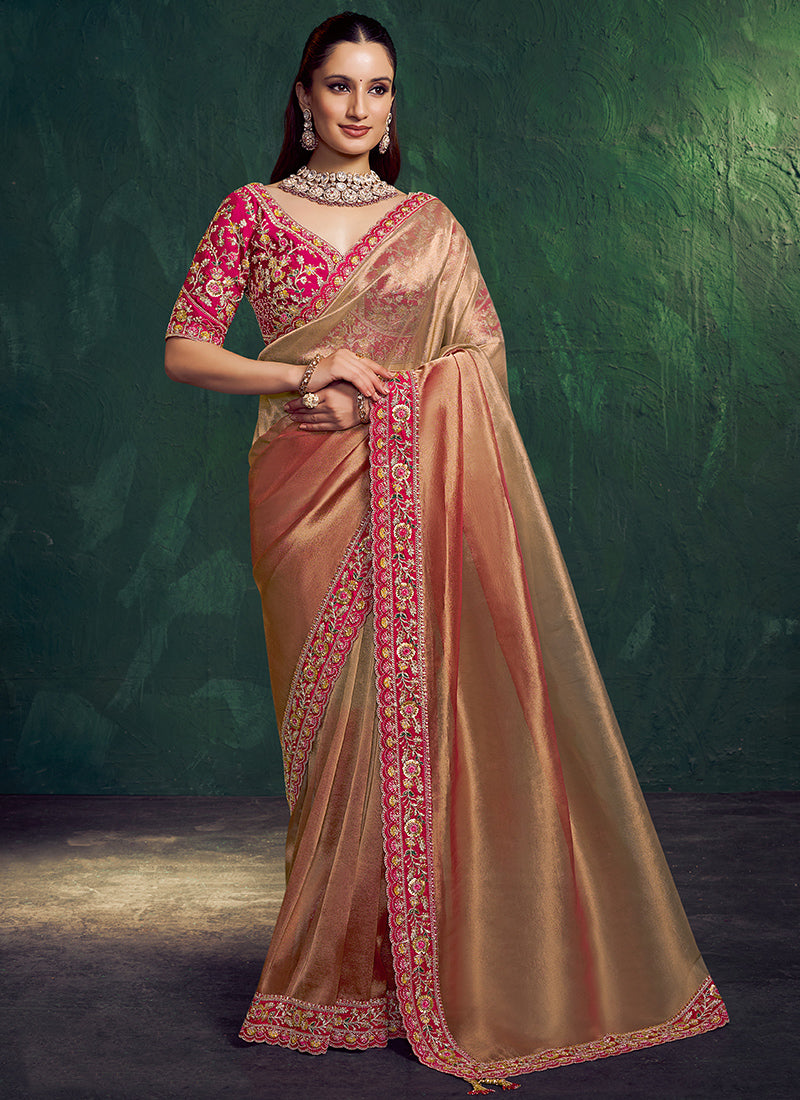 Rani Silk Embroidery Work Wedding Wear Saree SW251111