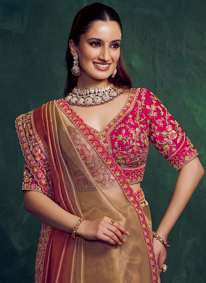 Rani Silk Embroidery Work Wedding Wear Saree SW251111