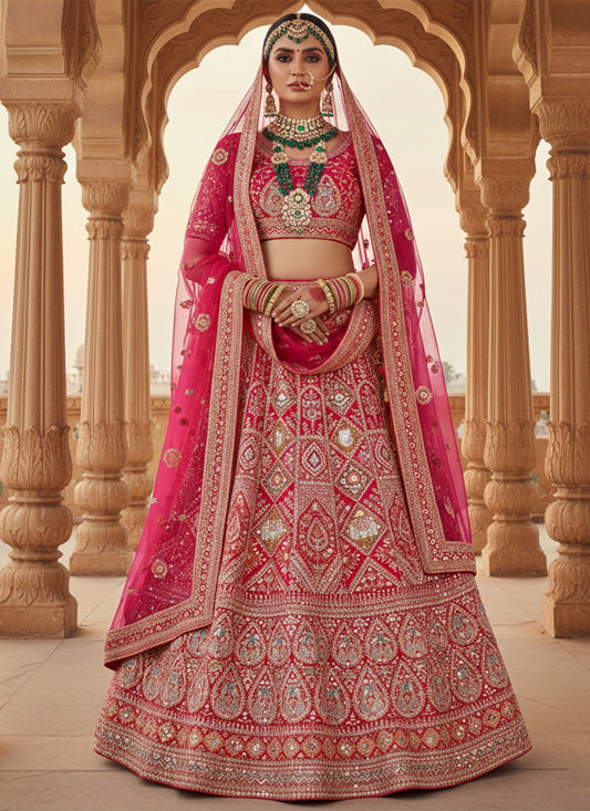 Rani Velvet Embroidery Work Wedding Wear Lehenga Choli SW116410