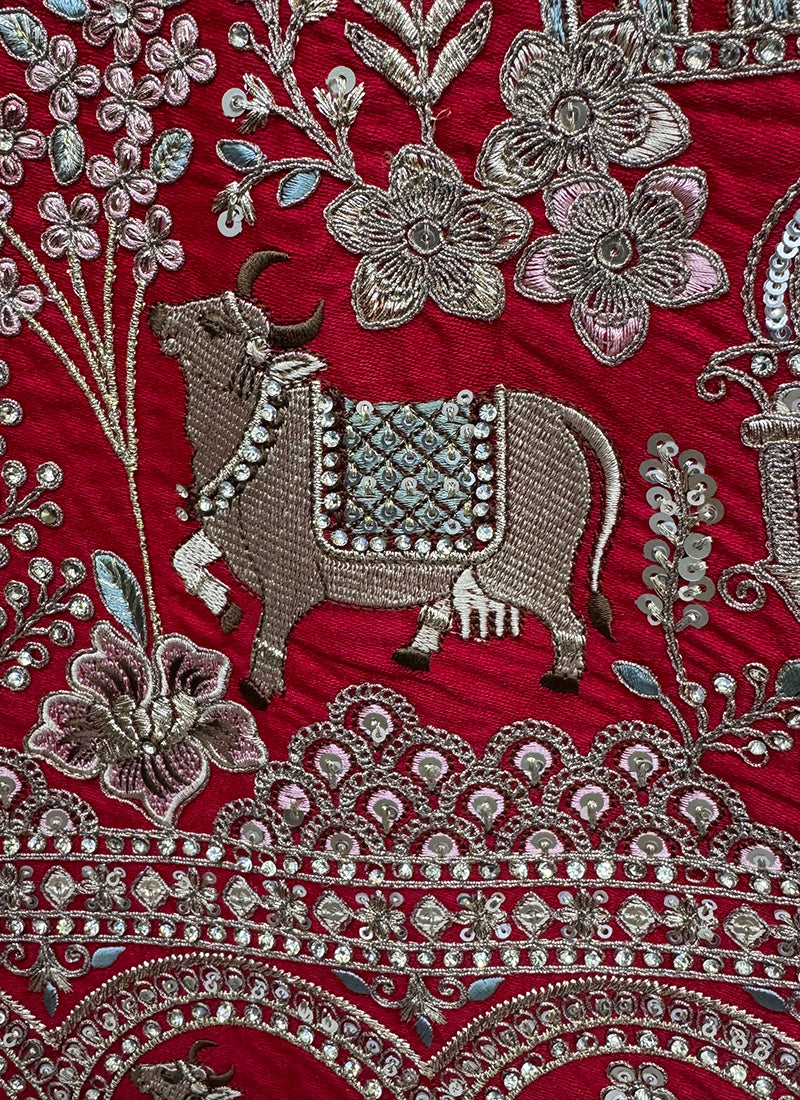 Red  Silk Embroidery Work Wedding Wear Lehenga Choli SW230973