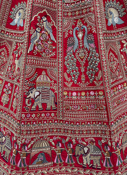 Red Gadhwal Silk Embroidery Work Wedding Wear Lehenga Choli SW144776