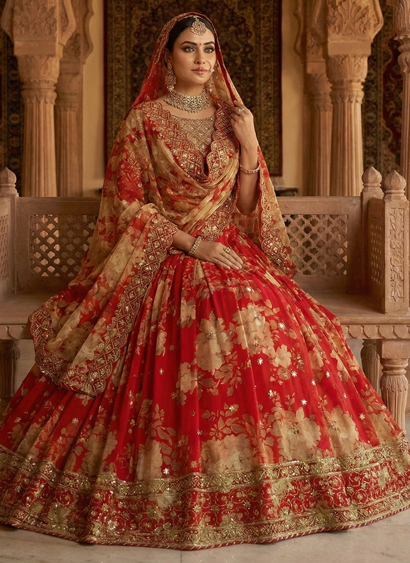 Red Georgette Digital Print Work Occasional Wear Lehenga Choli SW299717