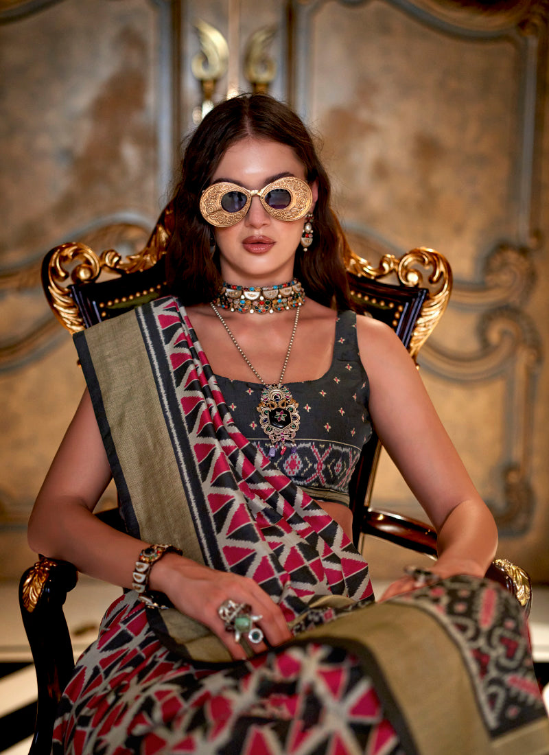 Pv Silk Red Party Wear Printed Work Saree 385900