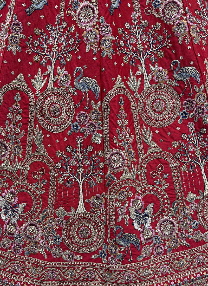 Red Silk Embroidery Work Wedding Wear Lehenga Choli SW391519