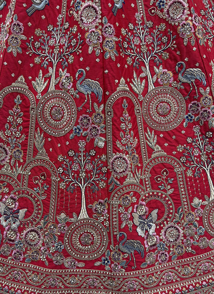 Red Silk Embroidery Work Wedding Wear Lehenga Choli SW391519