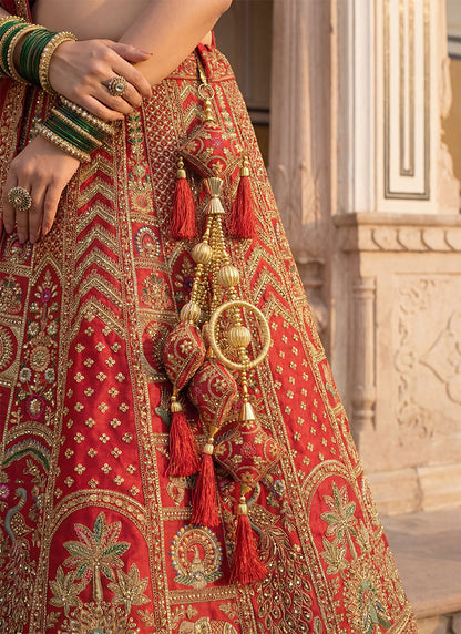 Red Silk Embroidery Work Wedding Wear Lehenga Choli SW865795