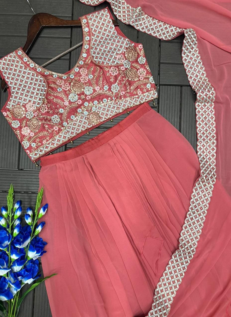 Rose Pink Silk Embroidery Work Party Wear Readymade Designer Suit SW239721