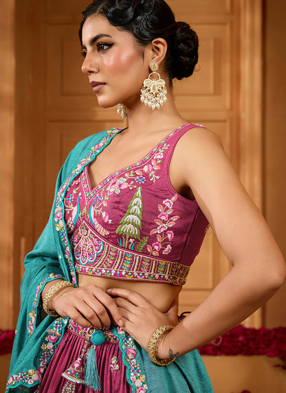 Vichitra Silk Rosegold Designer Wear Embroidery Work Lehenga Choli 385378