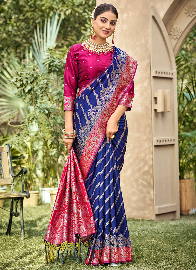 Royal Blue Banarasi Silk Weaving Work Occasional Wear Saree SW876283