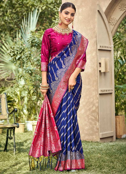 Royal Blue Banarasi Silk Weaving Work Occasional Wear Saree SW876283