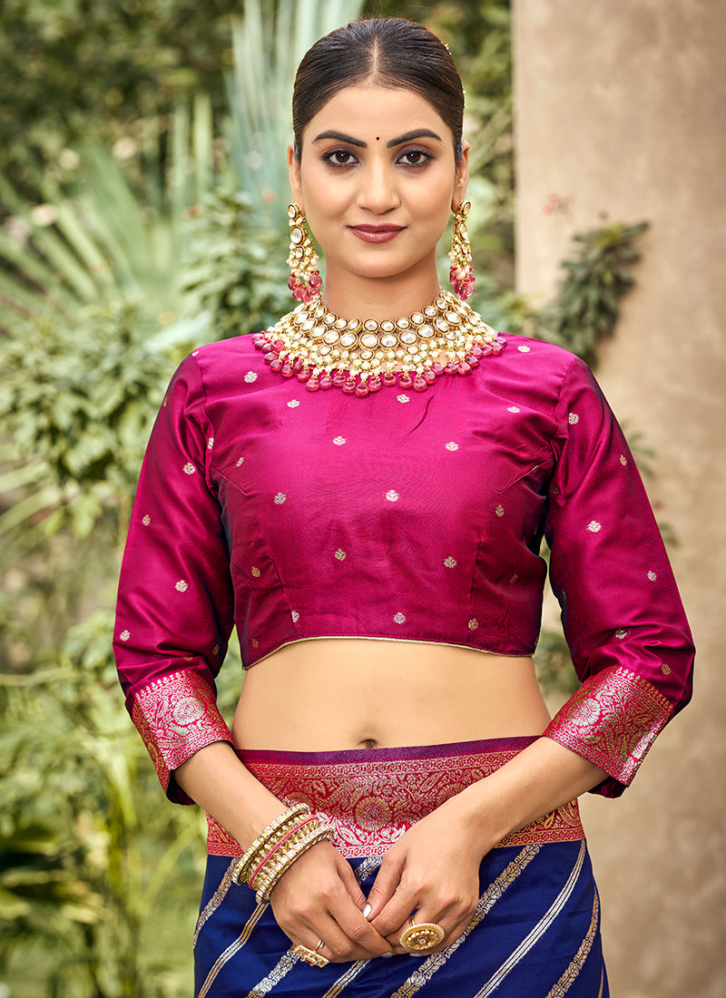 Royal Blue Banarasi Silk Weaving Work Occasional Wear Saree SW876283