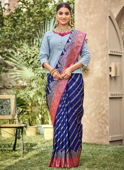 Royal Blue Banarasi Silk Weaving Work Occasional Wear Saree SW876283