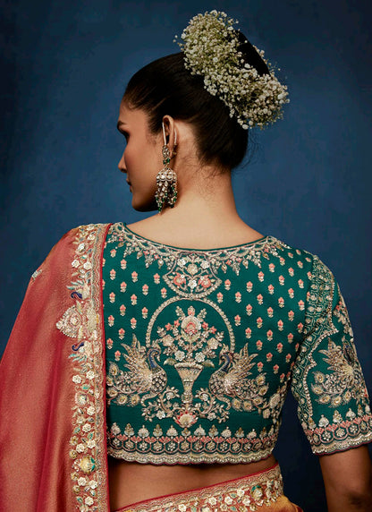 Rust Orange Fancy Silk Embroidery Work Wedding Wear Saree SW558676