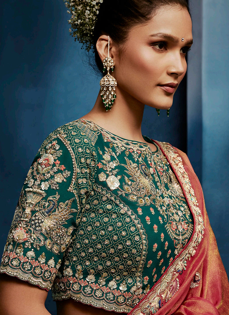 Rust Orange Fancy Silk Embroidery Work Wedding Wear Saree SW558676