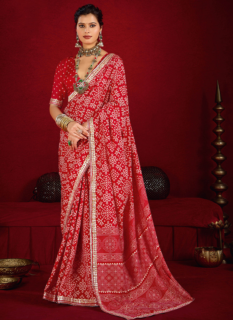 Tussar Silk Red Occasional Wear Sequins Work Saree 387162