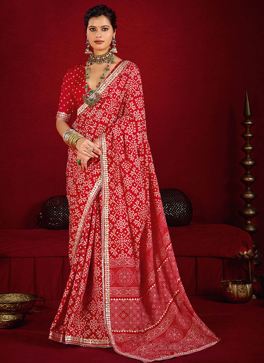 Tussar Silk Red Occasional Wear Sequins Work Saree 387162