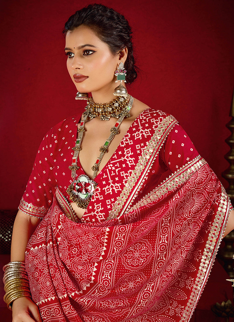 Tussar Silk Red Occasional Wear Sequins Work Saree 387162