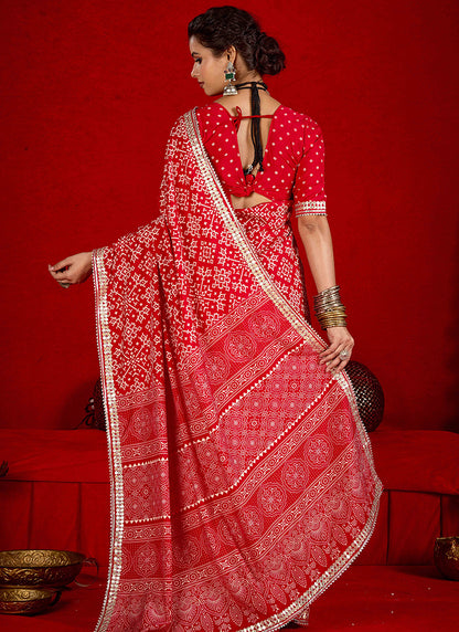 Tussar Silk Red Occasional Wear Sequins Work Saree 387162