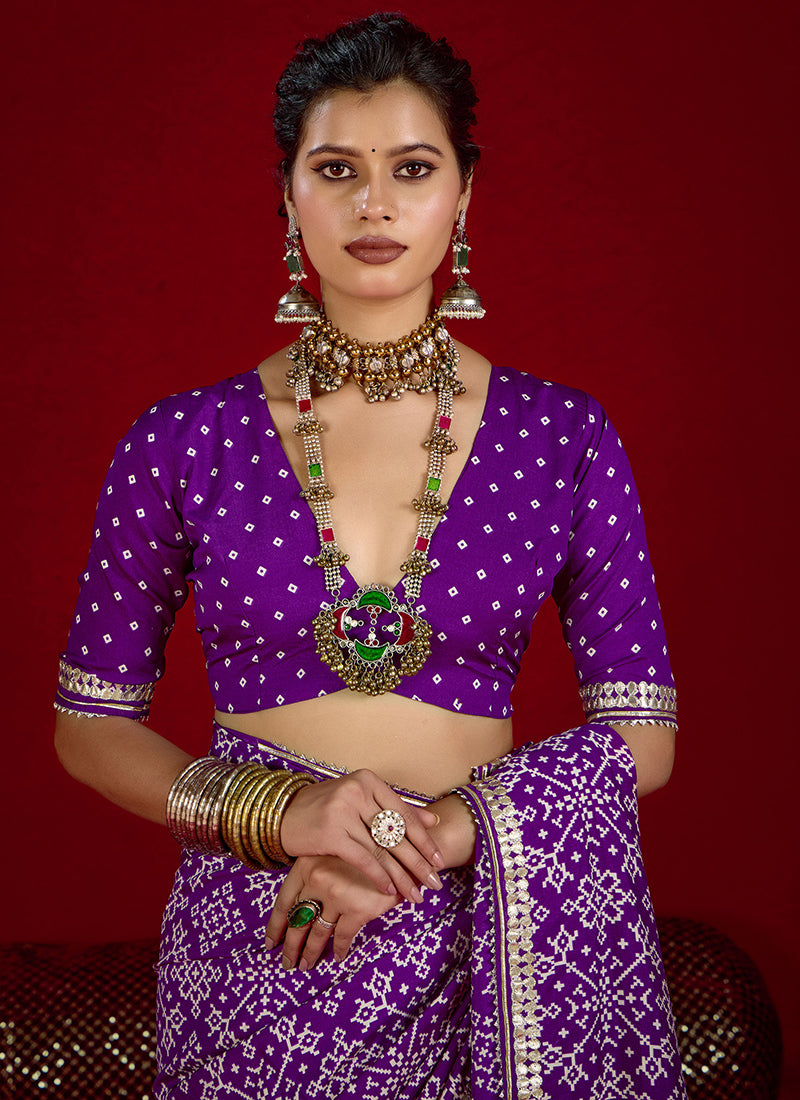 Tussar Silk Purple Occasional Wear Sequins Work Saree 387166