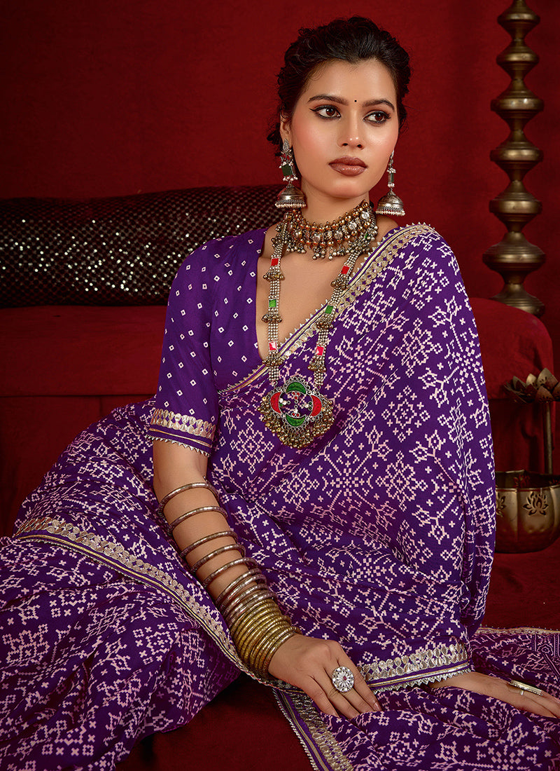 Tussar Silk Purple Occasional Wear Sequins Work Saree 387166