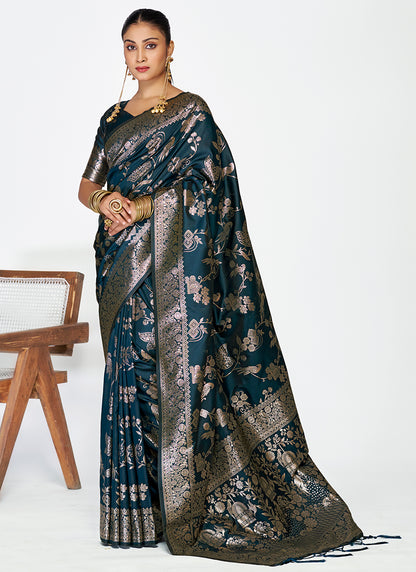 Majestic Banarasi Silk Party Wear Saree Combo with Heavy Zari Craftsmanship