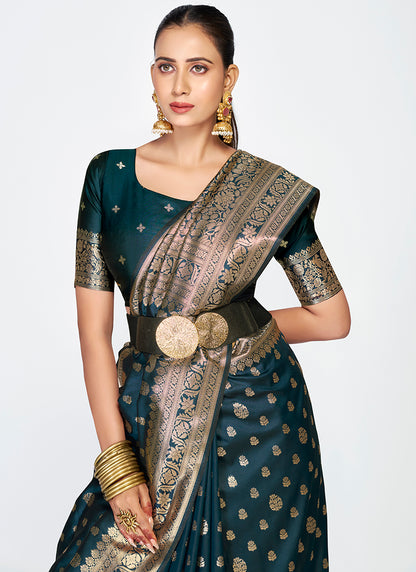 Exclusive Banarasi Silk Zari Weaving Party Wear Saree Duo