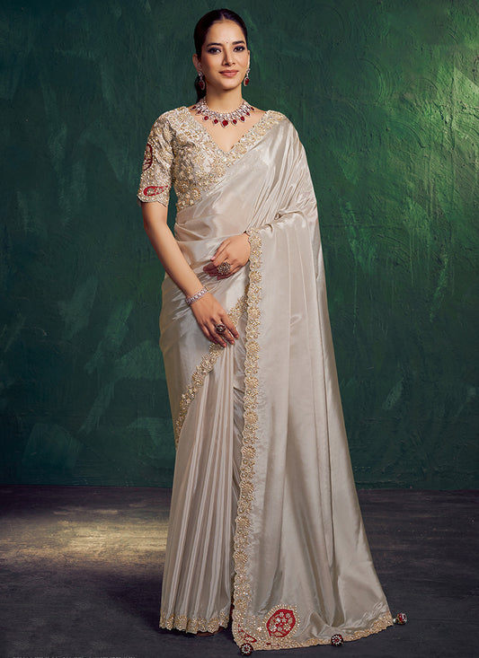 Tusser  Silk Zari Work Wedding Wear Saree SW477445