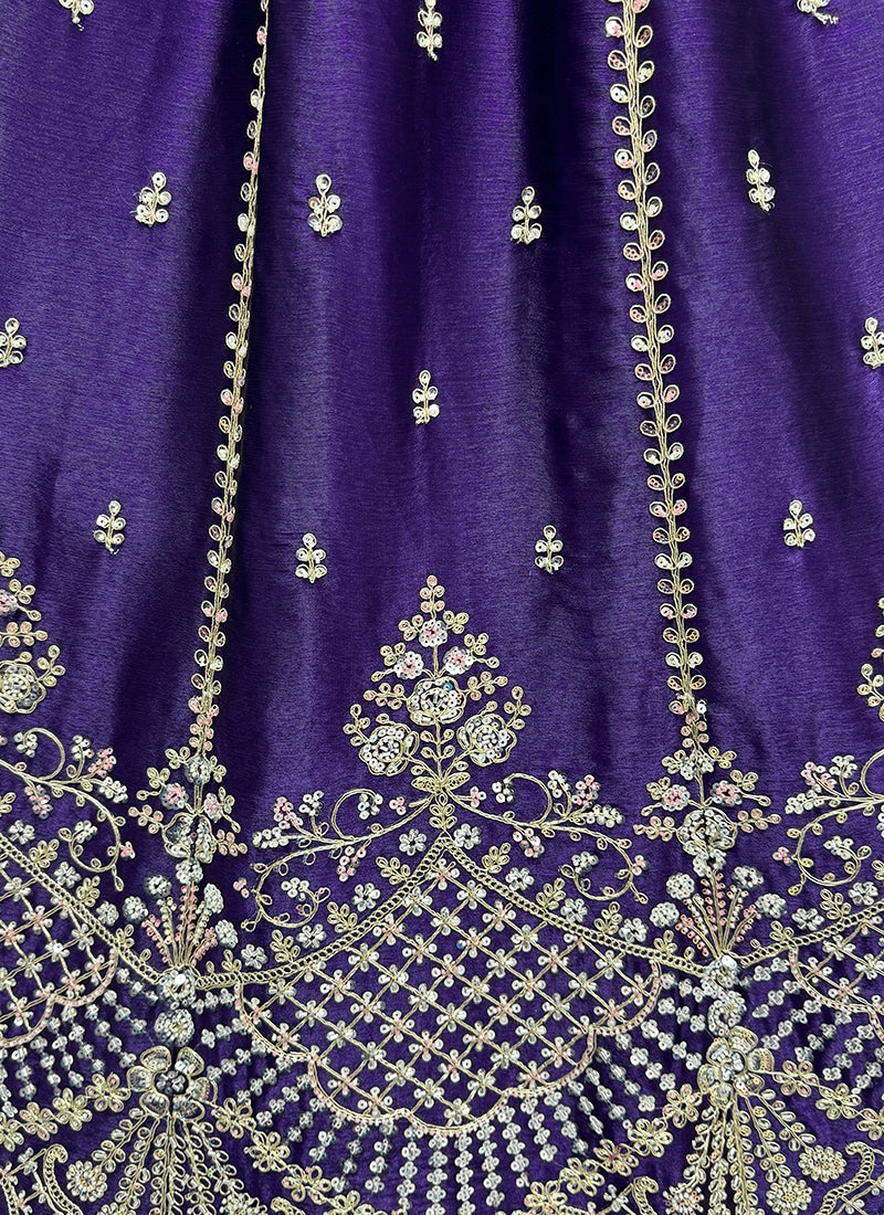 Violet Satin Hand Work Wedding Wear Lehenga Choli SW121118