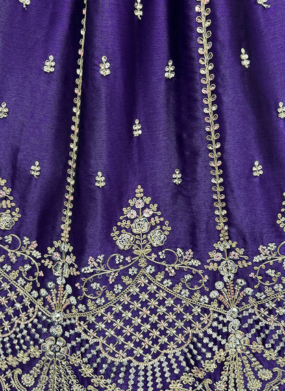 Violet Satin Hand Work Wedding Wear Lehenga Choli SW121118