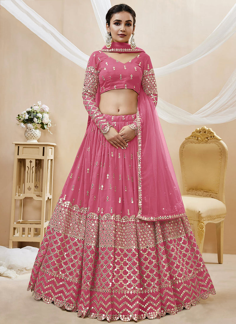 Georgette Lehenga Choli with Zari Embroidery Work for Designer Wear