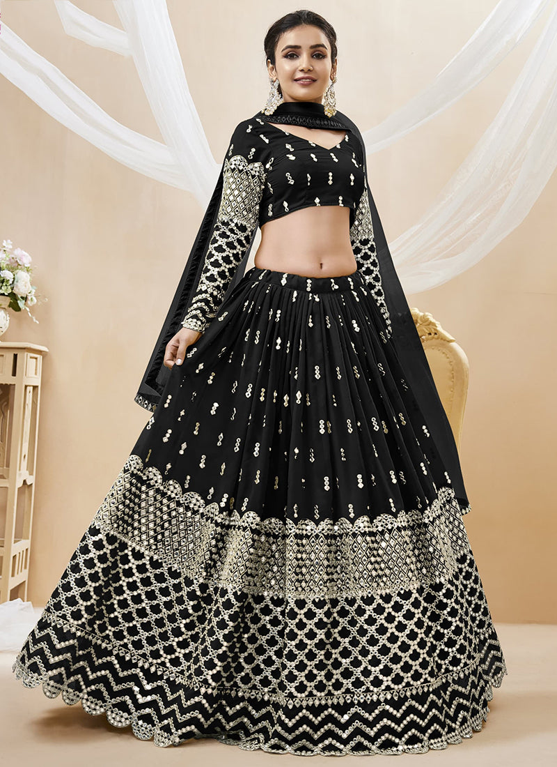 Georgette Lehenga Choli with Zari Embroidery Work for Designer Wear