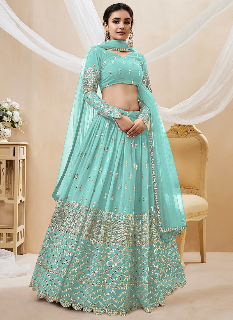 Georgette Lehenga Choli with Zari Embroidery Work for Designer Wear