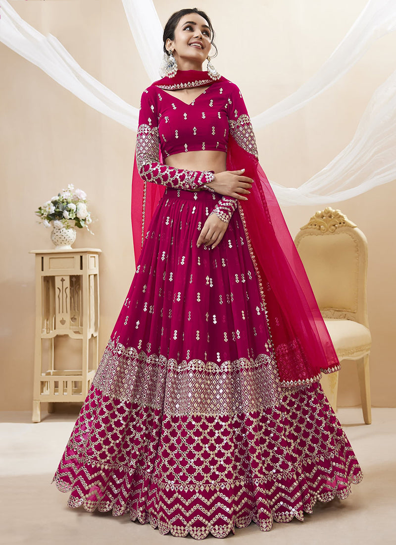 Georgette Lehenga Choli with Zari Embroidery Work for Designer Wear