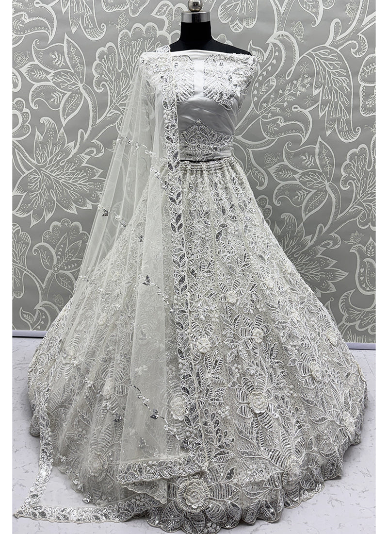 White Net Thread Work Wedding Wear Lehenga Choli SW400061