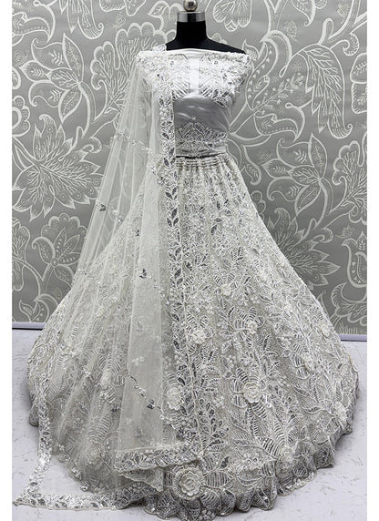 White Net Thread Work Wedding Wear Lehenga Choli SW400061