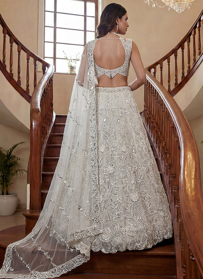 White Net Thread Work Wedding Wear Lehenga Choli SW400061