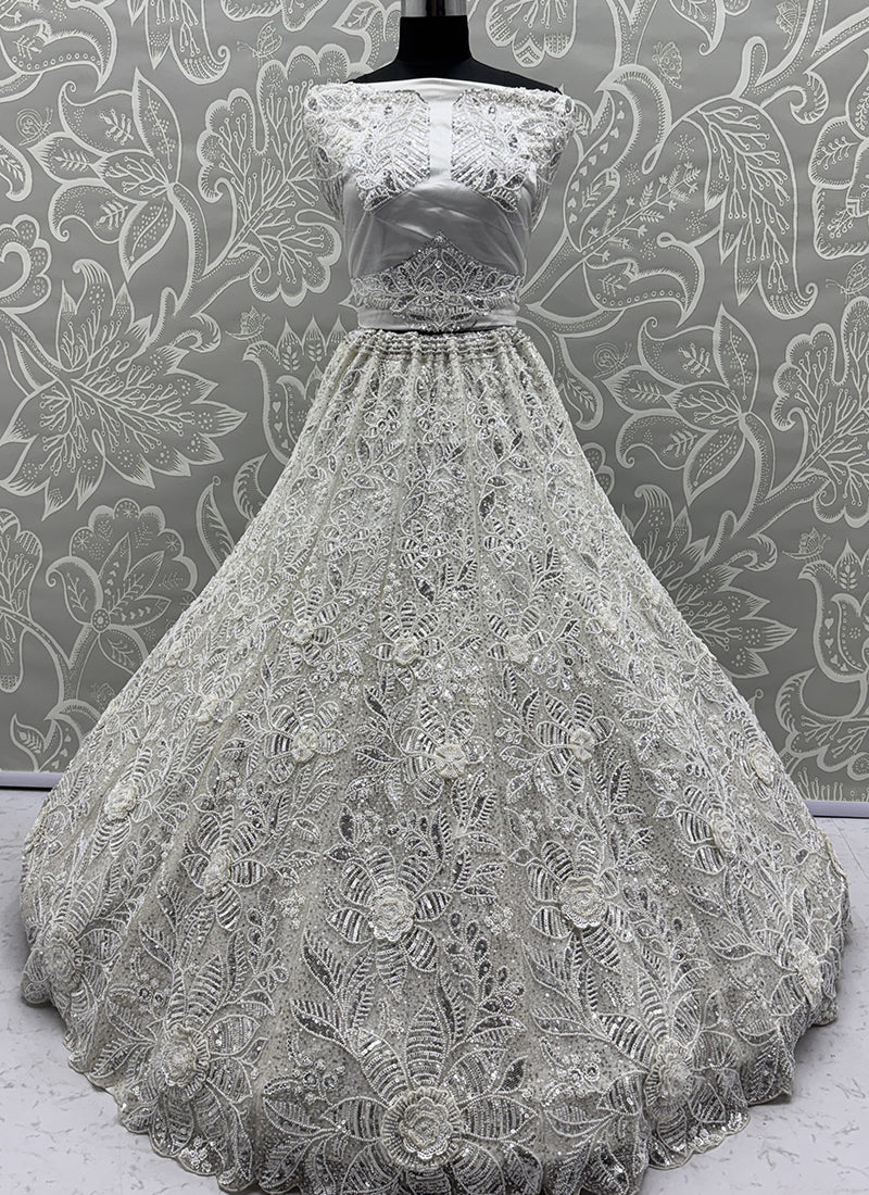 White Net Thread Work Wedding Wear Lehenga Choli SW400061