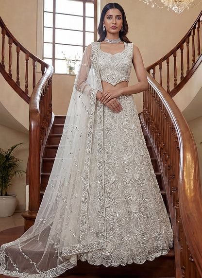 White Net Thread Work Wedding Wear Lehenga Choli SW400061