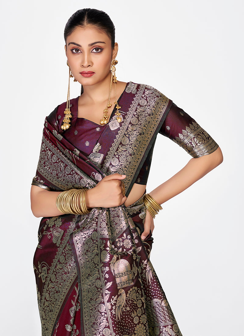 Designer Banarasi Silk Saree Combo Set Adorned with Fine Zari Weaving