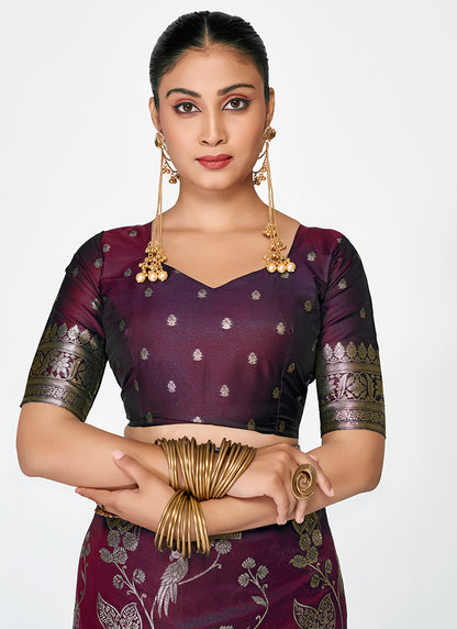 Designer Banarasi Silk Saree Combo Set Adorned with Fine Zari Weaving