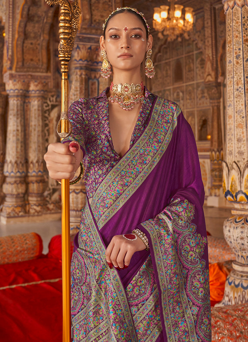 Pv Georgette Wine Festival Wear Printed Work Saree 385838