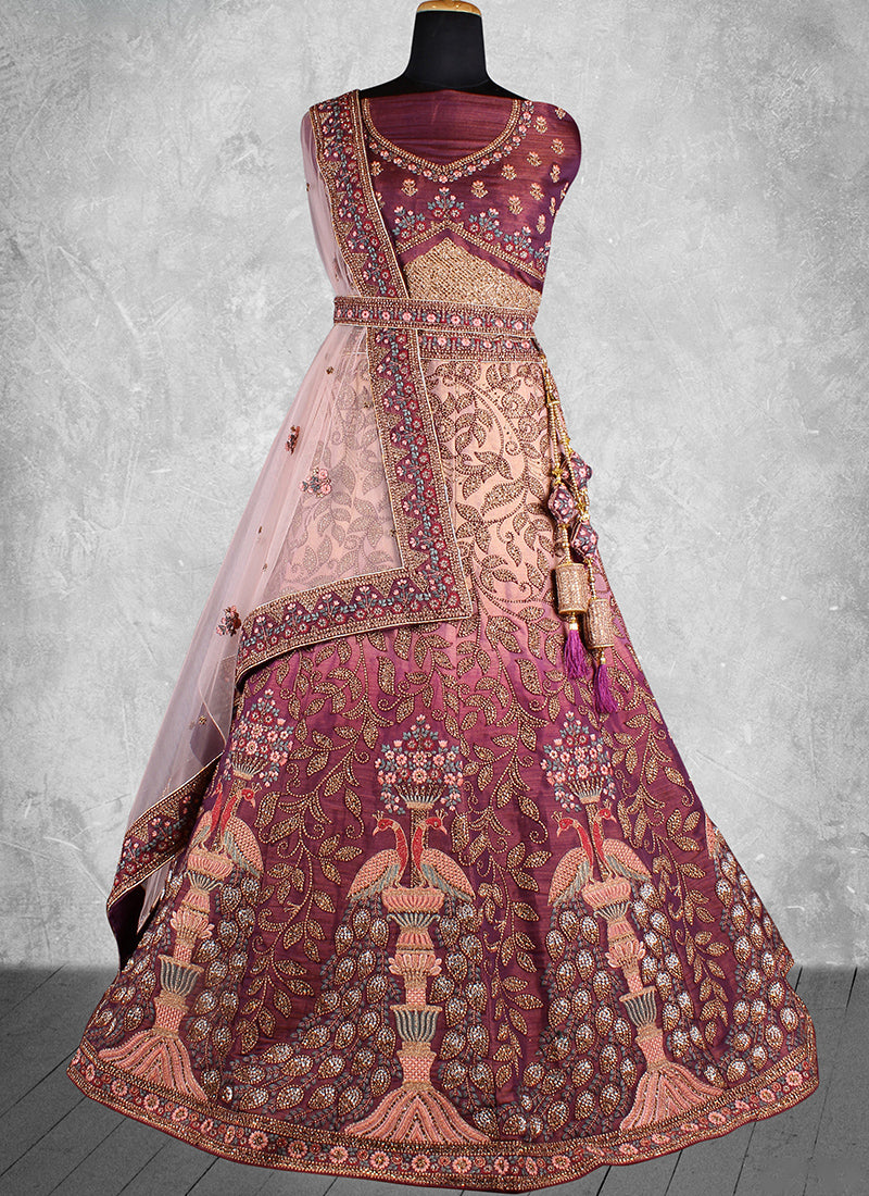 Wine Silk Embroidery Work Wedding Wear Lehenga Choli SW575716