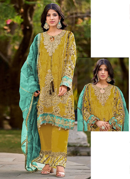 Yellow Organza Embroidery Work Eid Wear Pakistani Suit SW402884