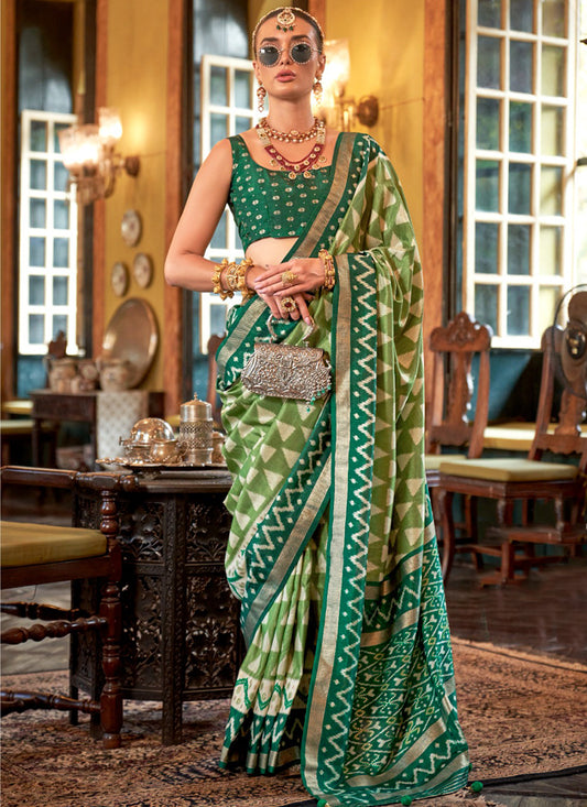 P.v Silk Multi Color Occasional Wear Printed Work Saree 386987