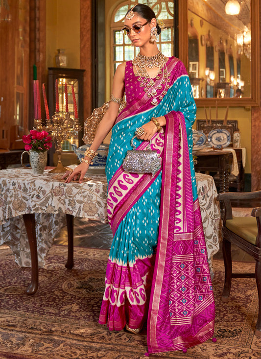 P.v Silk Multi Color Occasional Wear Printed Work Saree 386982