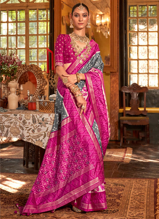 P.v Silk Multi Color Occasional Wear Printed Work Saree 386983