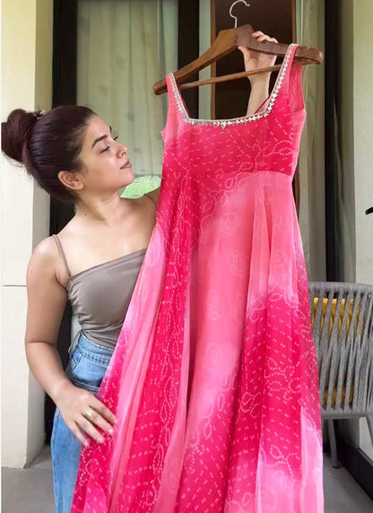 Georgette Multi Color Party Wear Digital Print Work Readymade Gown 387667