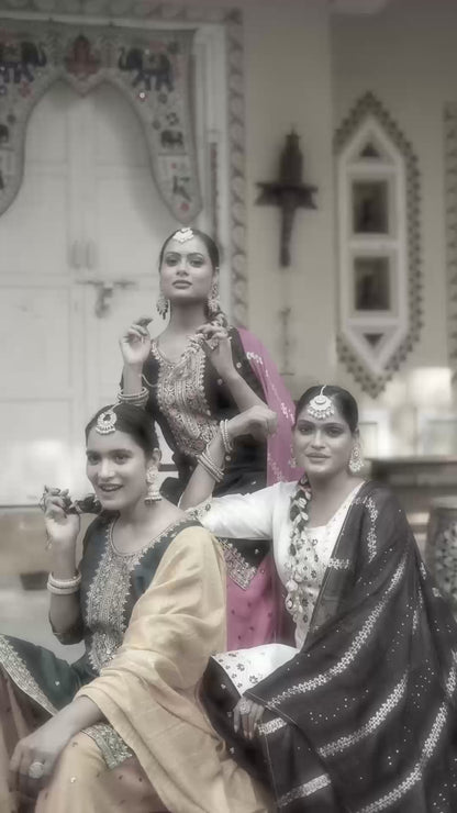 Gadhwal Silk Multi Color Festival Wear Embroidery Work Readymade Patiyala Suit 385796